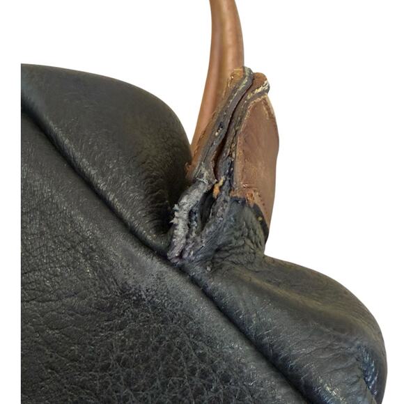 Valentino by Mario Valentino Handbag Black Brown Leather Shoulder Purse Slouchy - Picture 16 of 16